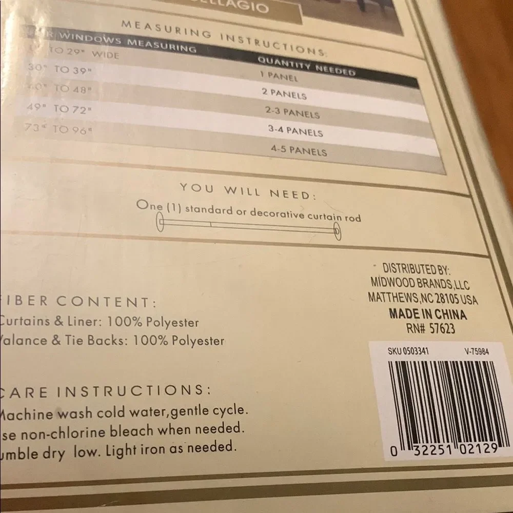 Luxurious Bellagio Curtains with Intricate Design all on One Rod NWT